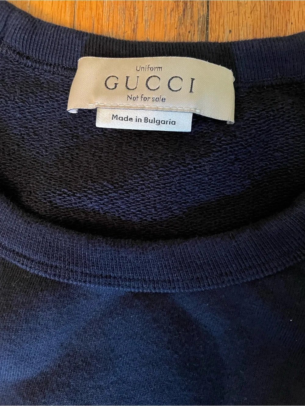 Gucci Navy Crewneck Sweatshirt with Red and Green Sleeve Stripes Size XL